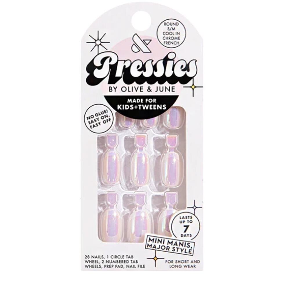 Olive & June Press-on Nails-Pressies (Kids/Tweens)-Chrome French